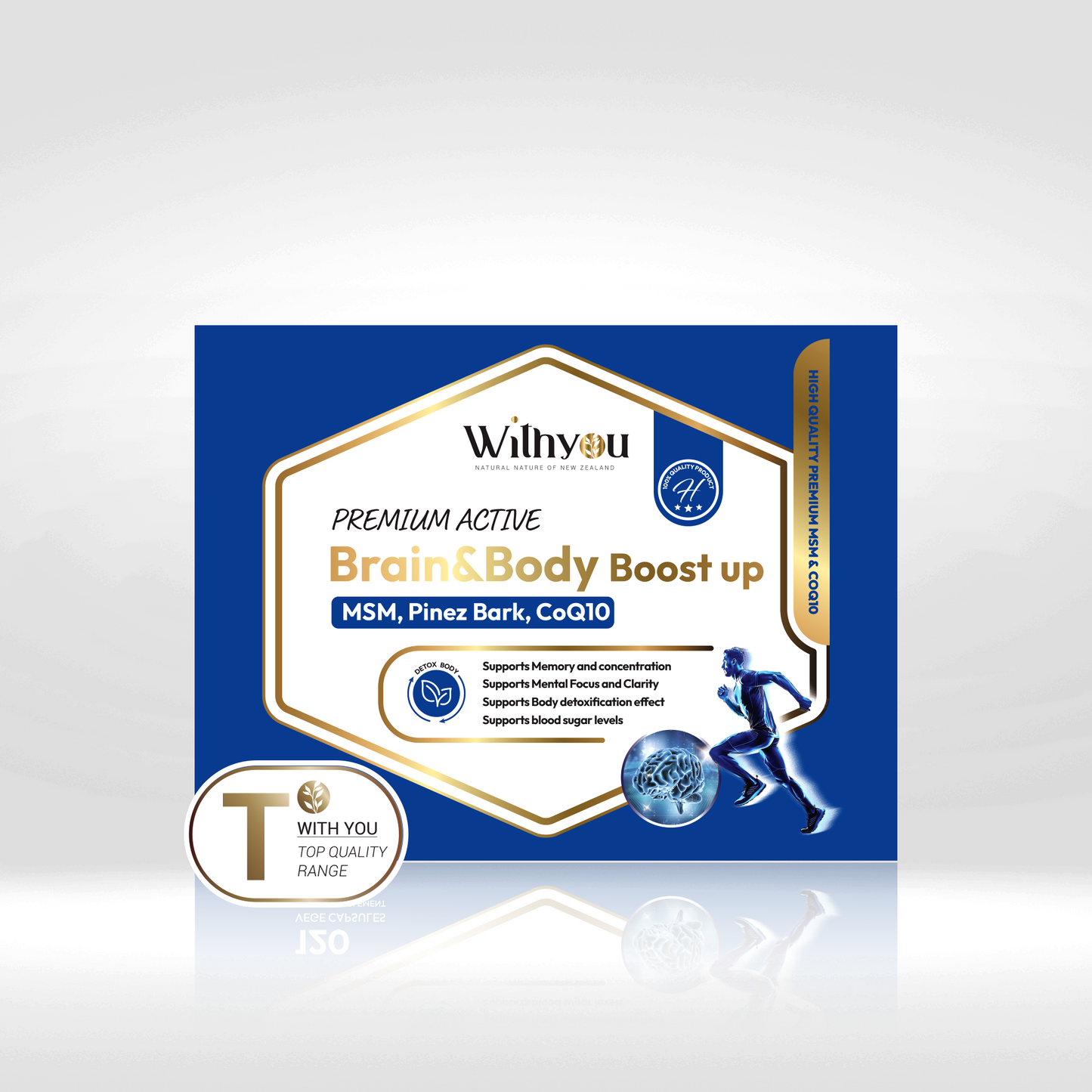 Withyou Premium Active Brain&Body Boost up(MSM,Pine Bark, CoQ10) 120vege caps