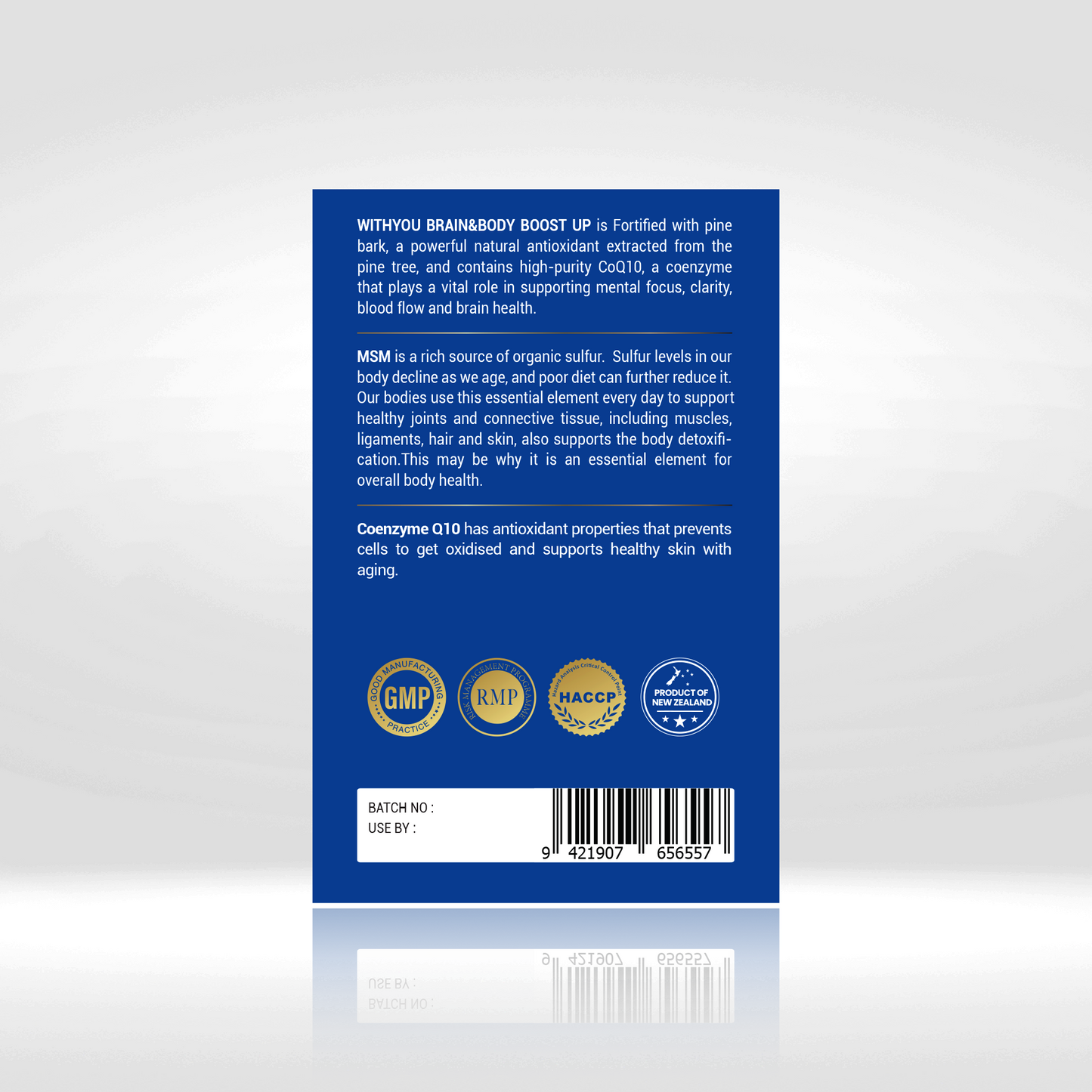 Withyou Premium Active Brain&Body Boost up(MSM,Pine Bark, CoQ10) 120vege caps