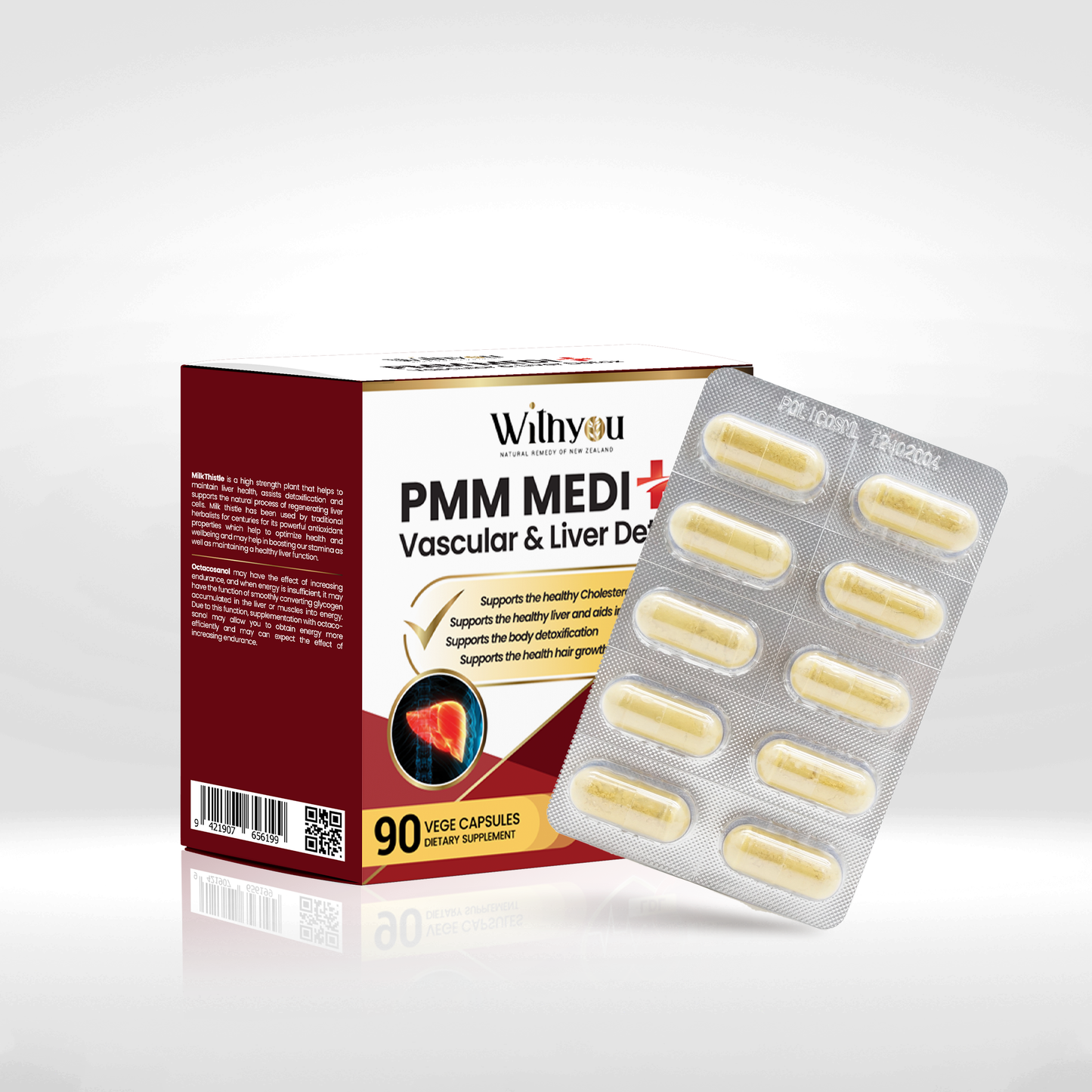 Withyou Premium PMM Medi+ (Policosanol, Milk Thistle, MSM) 90 Vege Caps