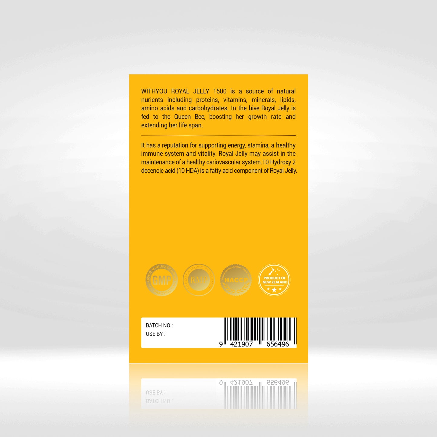 Withyou 100% Pure NZ  Active Royal Jelly 1,500mg (10HDA 6%-30mg) 90caps