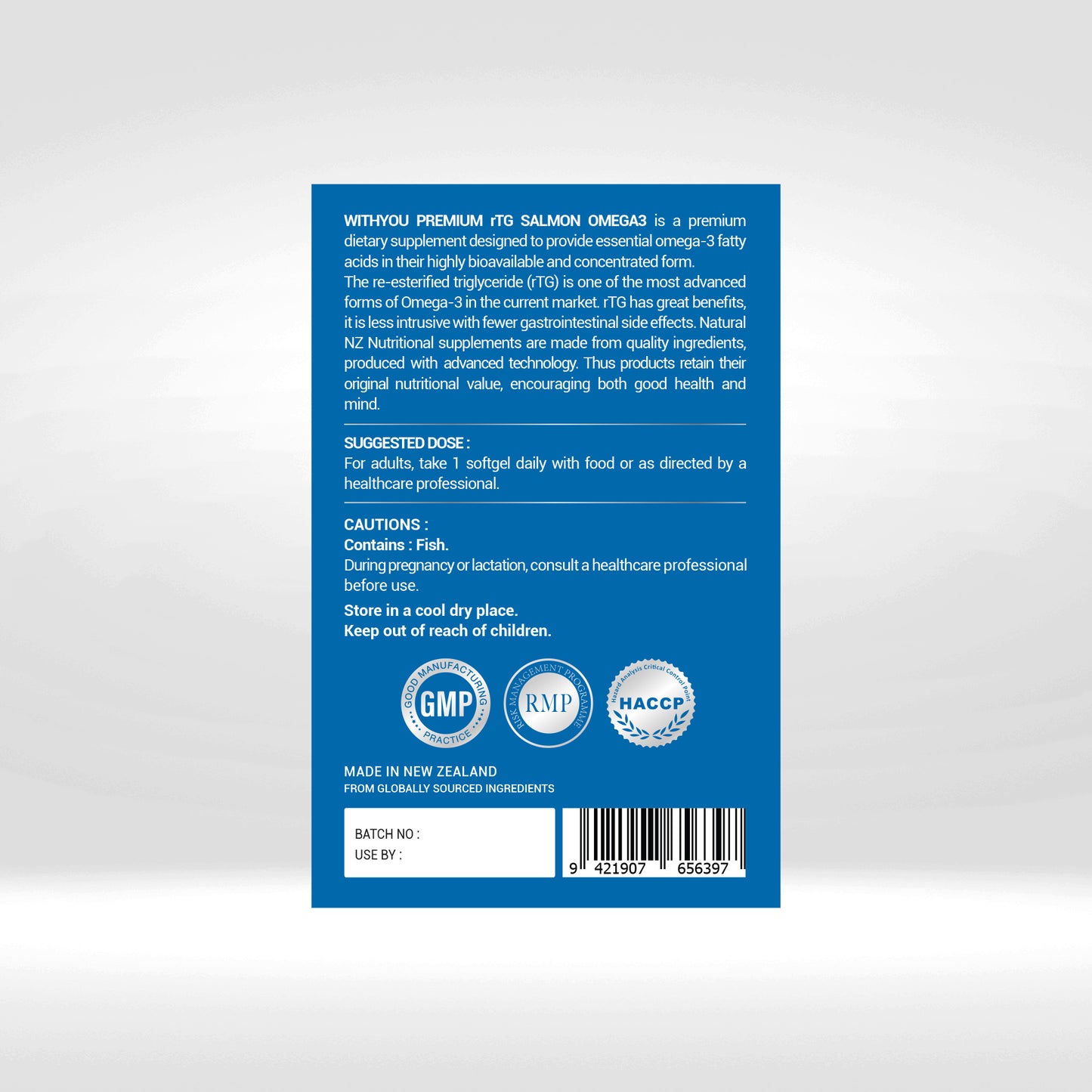 Withyou NZ Premium rTG Salmon  Omega3 60 Softgel(s)