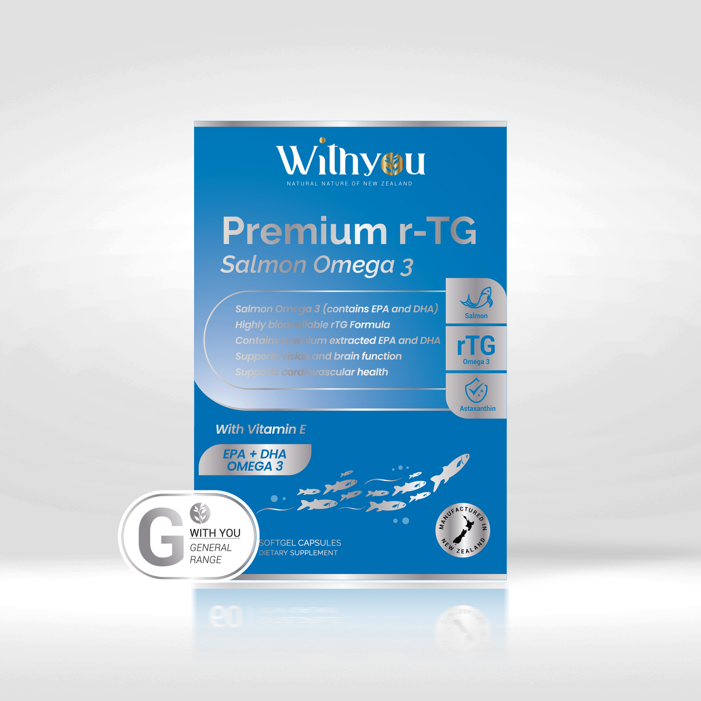 Withyou NZ Premium rTG Salmon  Omega3 60 Softgel(s)