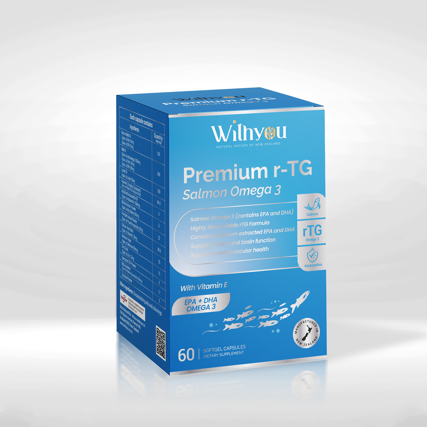 Withyou NZ Premium rTG Salmon  Omega3 60 Softgel(s)