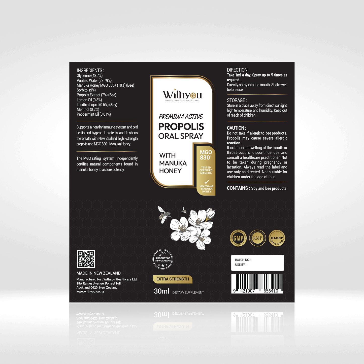 Withyou NZ Premium Propolis&Manuka honey (UMF 17+) Oral Spary 30ml