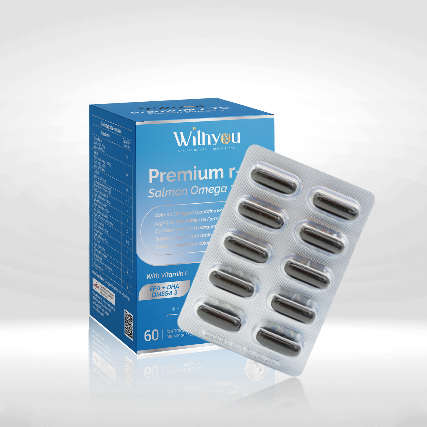 Withyou NZ Premium rTG Salmon  Omega3 60 Softgel(s)